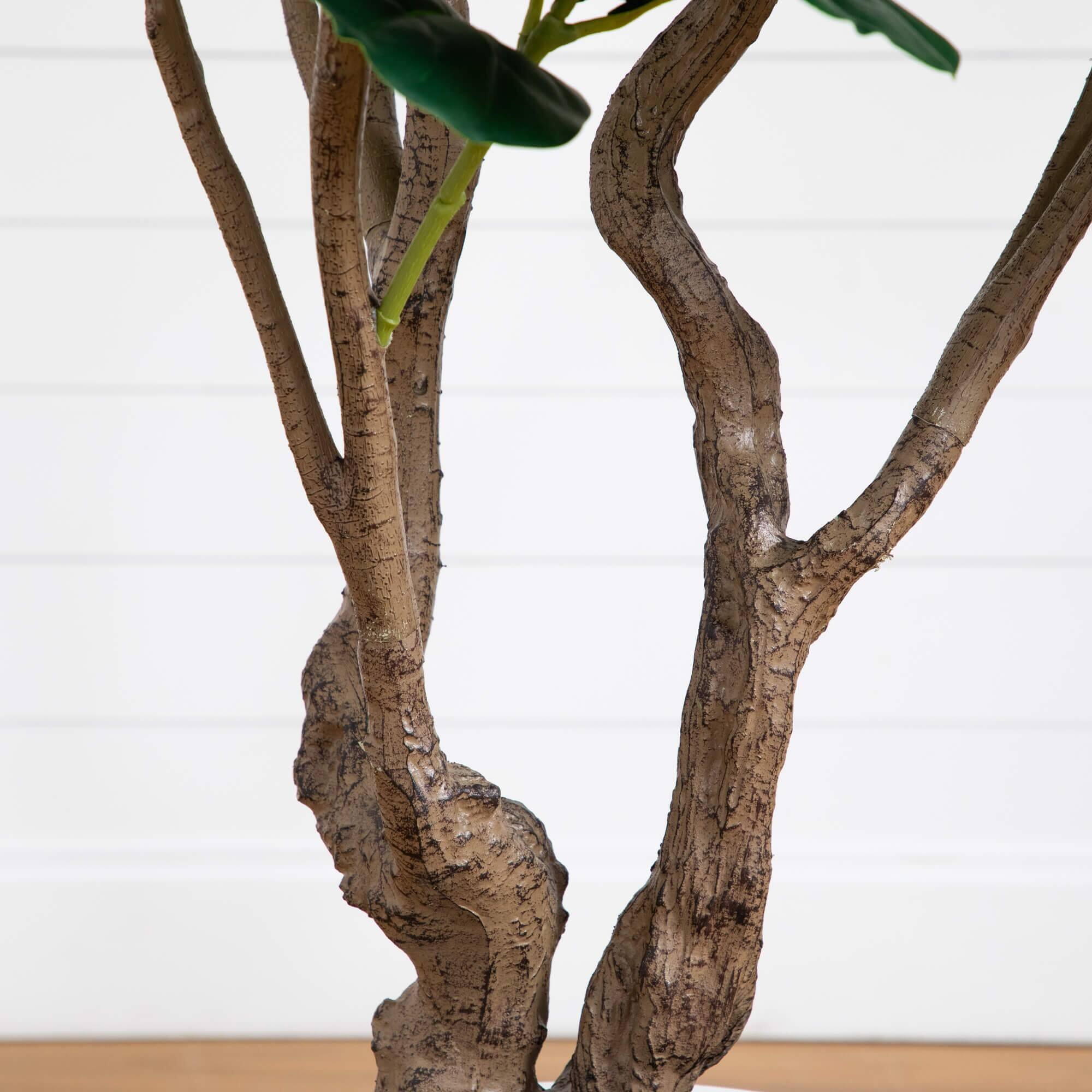 6ft. Artificial Grand Fiddle Leaf Tree in White Decorative Planter